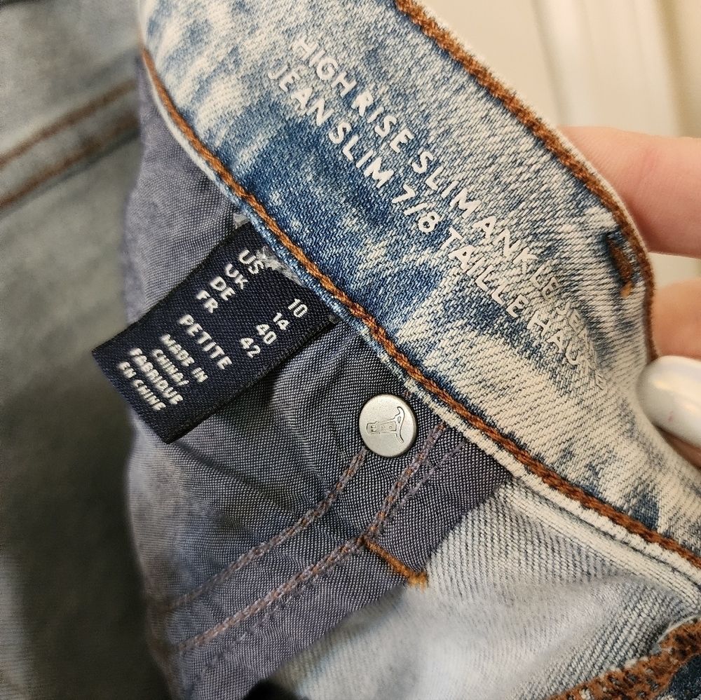 Lands’ End High Rise Slim Ankle Jeans Size 10 Petite Acid Wash NWT - Picture 5 of 5